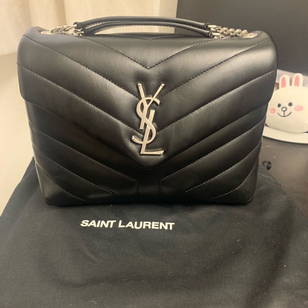 Saint Laurent YSL Small Loulou Black Silver Bag
